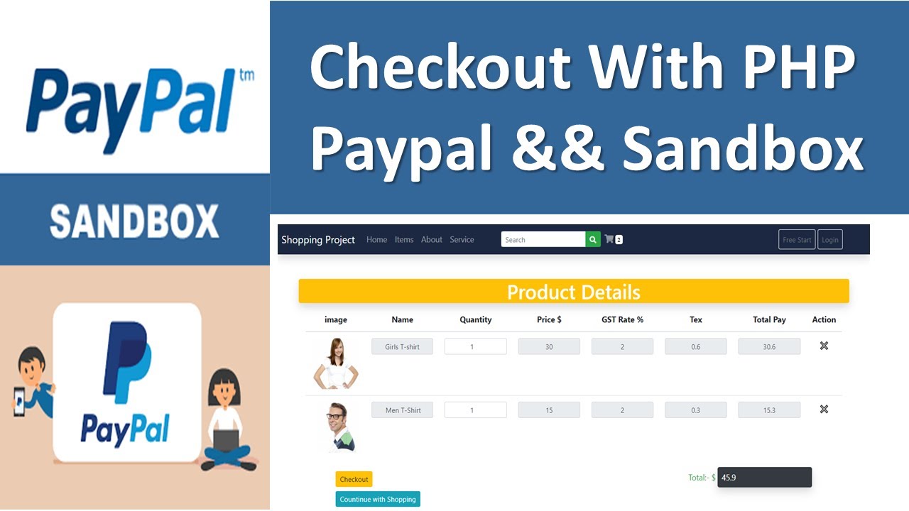 Php Checkout With Paypal -  Sandbox Free Account | Ecommerce Website Tutorial