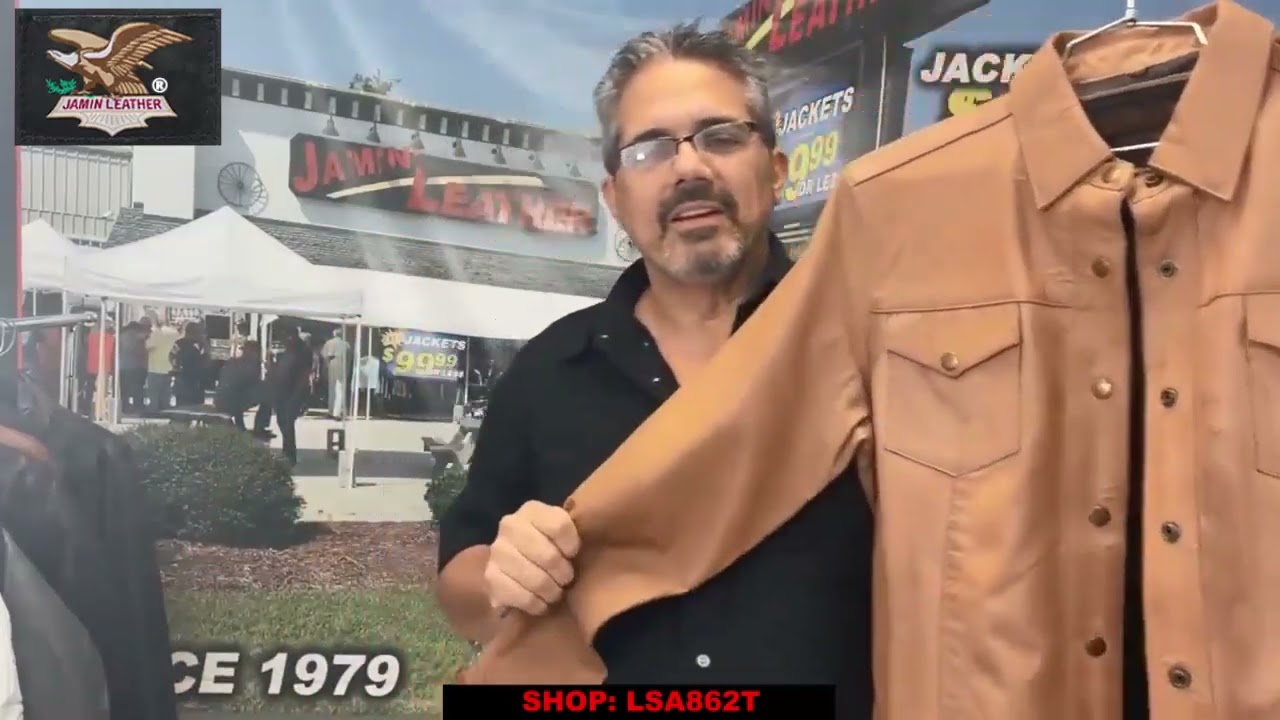 Women's Vintage Tan Soft Lambskin Leather Shirt #LSA862T – Jamin