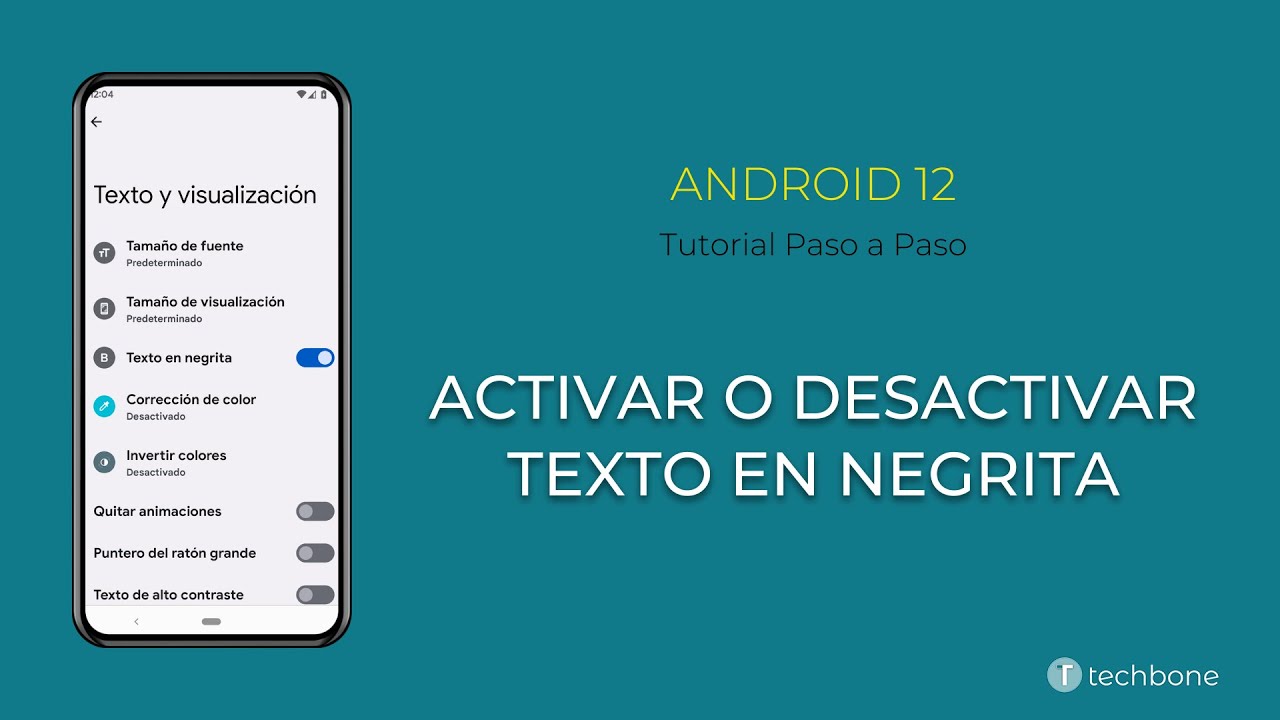 Activar o desactivar Texto en negrita [Android 12] - YouTube