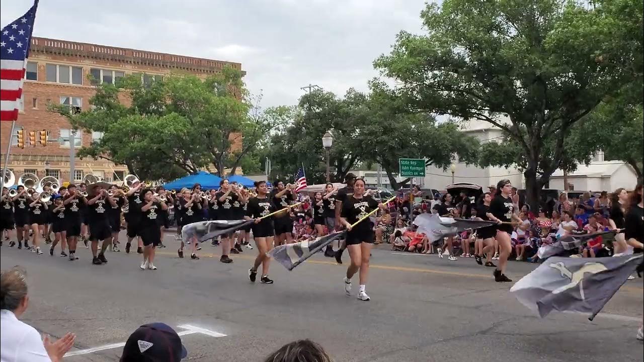 Seguin H.S Marching Band marching at 4th of July Parade on 742023
