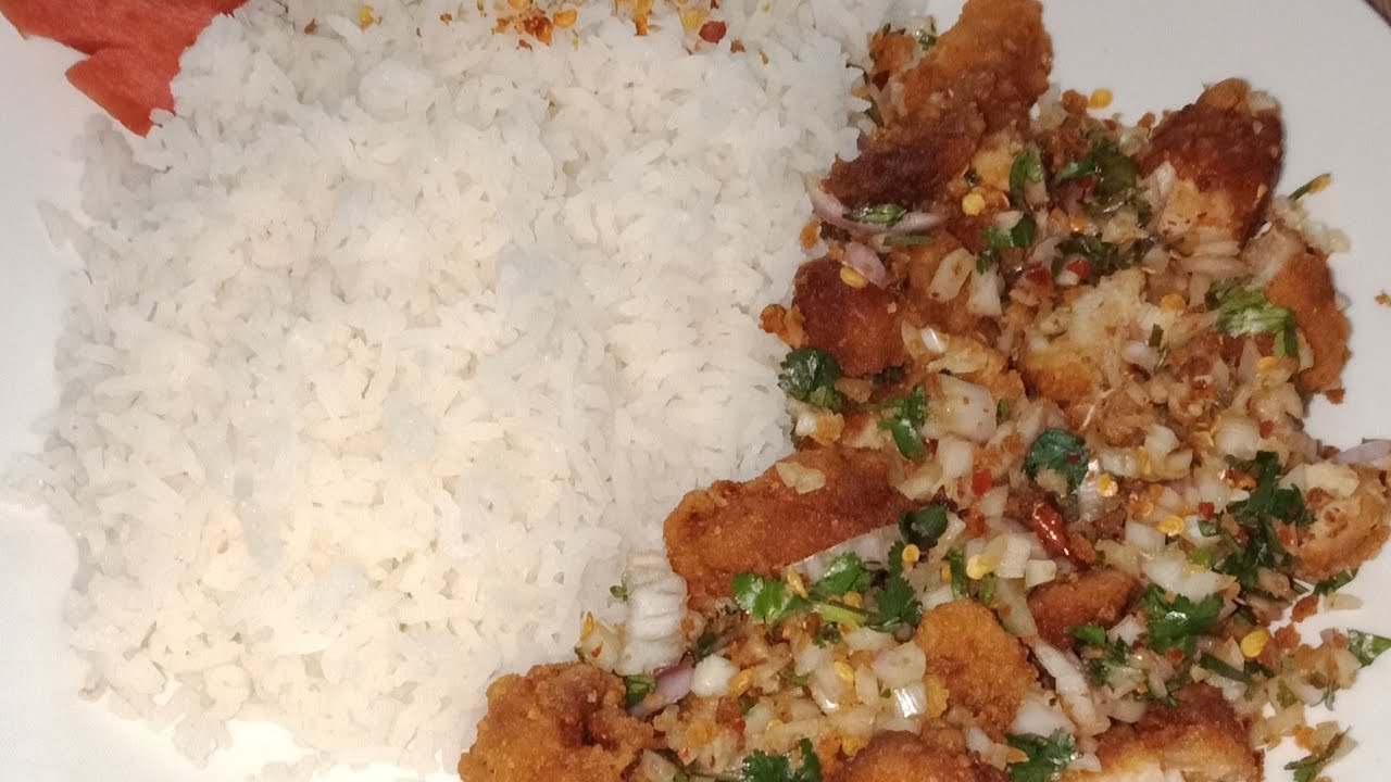Thai Spicy Fried Chicken with Rice Khao Yum Gai Tod Chop Chop Cook