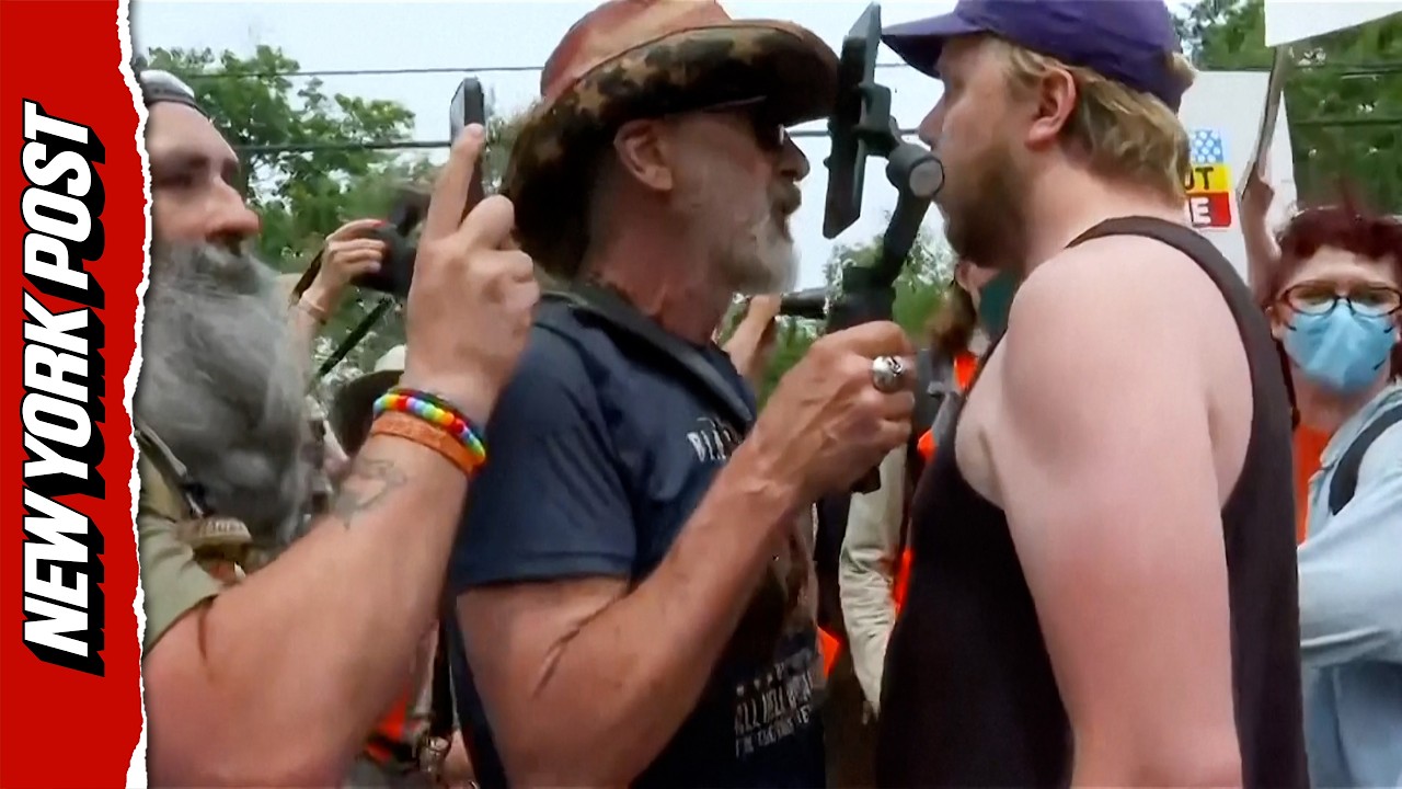 Pro-ICE Advocate Confronts Anti-ICE Protesters in Maine