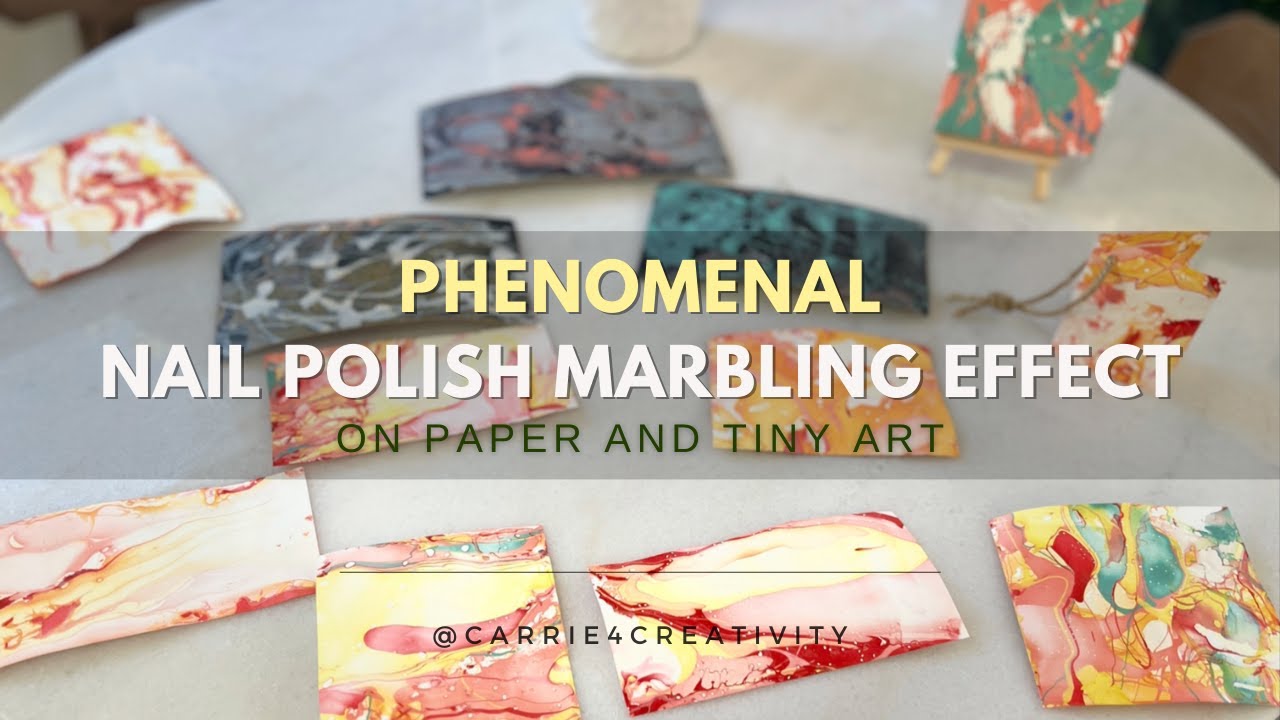 Phenomenal Nail Polish Marbling Effect on Paper and Tiny Art