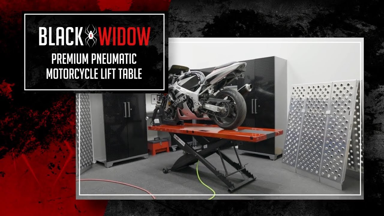 Black Widow Premium Pneumatic Motorcycle Lift Table YouTube