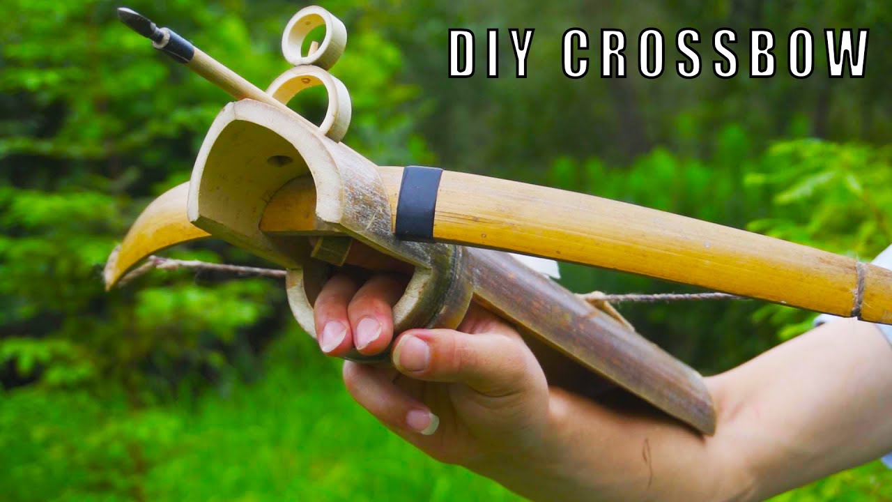 How to make a mini creative and accurate crossbow from bamboo at
