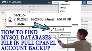 how to find mysql database backup file location in cpanel account backup?