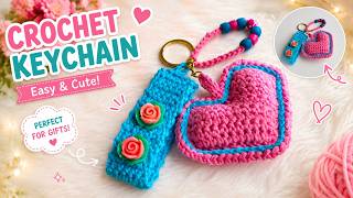 Cute Crochet Heart Keychain Tutorial 💖| Easy Crochet Heart Keyring for Beginners