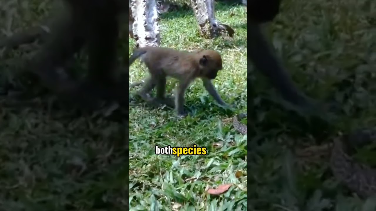 Intense Standoff: Baby Komodo Dragons vs. Baby Monkeys in the Wild