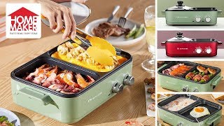 Electric Hot Pot Grill Multifunctional Dual Pot Baking Pan & Shabu Hot Pot 2 in 1 Kitchen Cooker Uten Electric Hot Plate 1800W