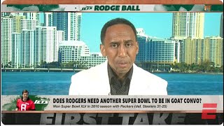 FIRST TAKE Stephen A. HEATED Aaron Rodgers Will NEVER Be In GOAT Conversation, New York Jets | NFL