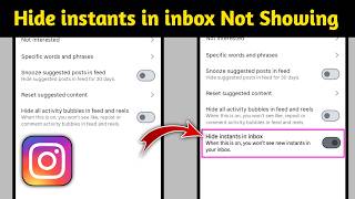 Fix Hide Instants In Inbox Option Not Showing Problem  Instagram Hide Instants In Inbox Option