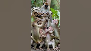😱👉 Python vs monkey #trending #wildlife #viralvideo #animalfight #snake #monkey #python