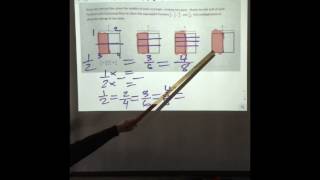 Eureka Math Module 3 Lesson 1 Make Equivalent Fractions with the number line area model and numbers.