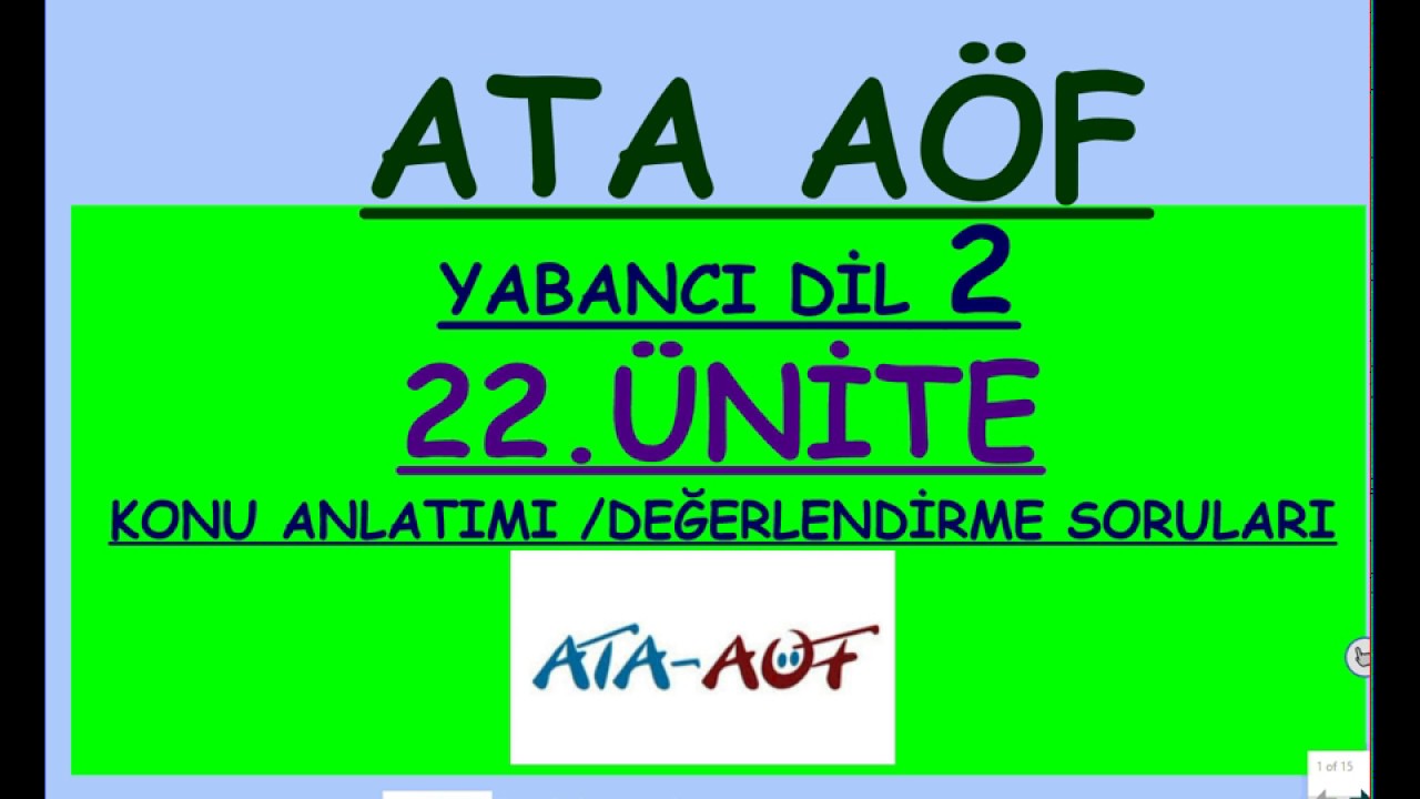 ATA AÖF İNGİLİZCE 2 - 22. ÜNİTE