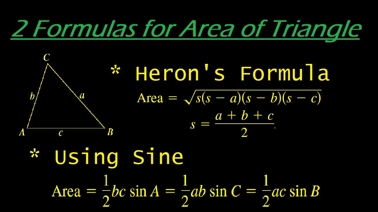 Area of Triangle Using Heron's Formula and Sine Formula - YouTube
