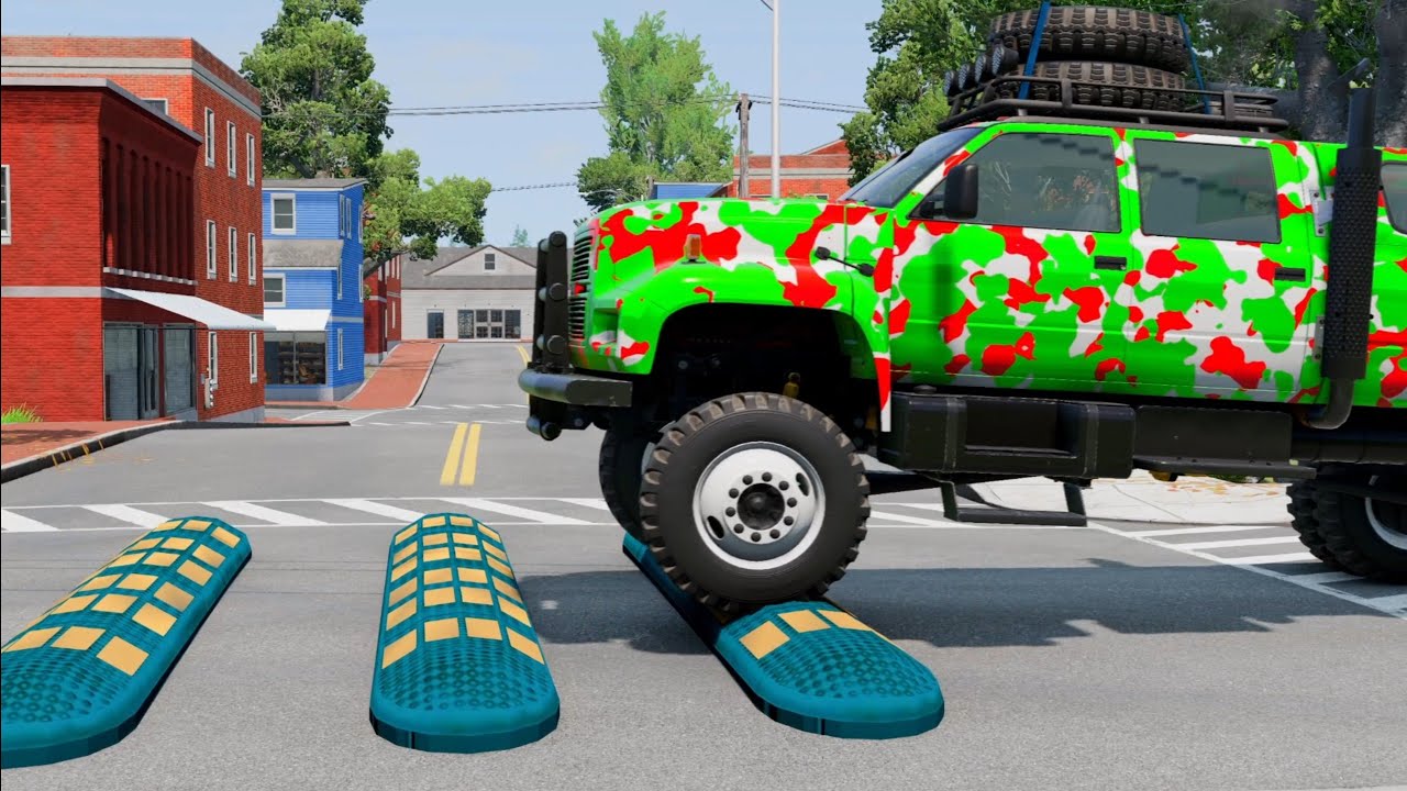 Truck, Pickup and Cars vs Speed bump, Bollard and Porthole/Beamng.Drive
