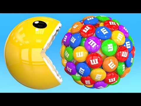 Learning Colors with 3D Pacman M&M Lollipop for Kids Children | Learn Colors With 3D Pacman
