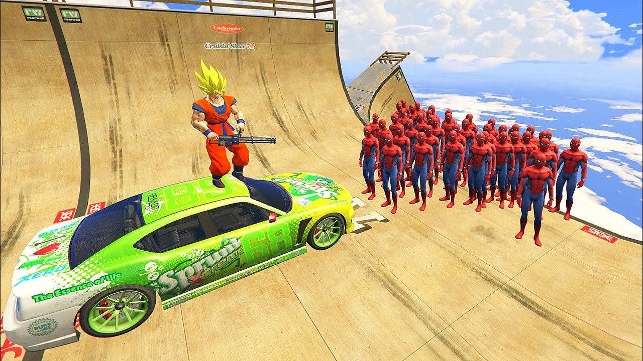 GTA 5 Crazy Ragdolls SPIDERMAN VS GOKU Dragon Ball Z (Euphoria Physics ...