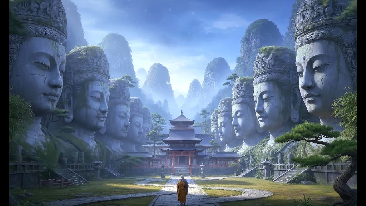 Giant Stone Buddha Faces | Japan Zen Ambience for Deep Relaxation / Sleep / Peace of Mind