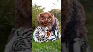 Seru...pertarungan singa melawan macan putih