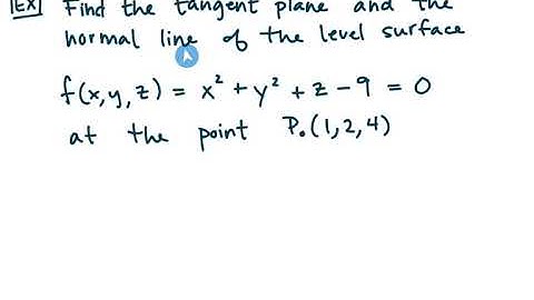 MAT273 - Calc3 - 14.6a Find A Plane Tangent To A Level Surface, Find The Normal Line