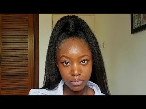 Half Up Half Down Ponytail With Kinky Straight Hair Youtube Half Up Half Down Ponytail With Kinky Straight Hair Youtube