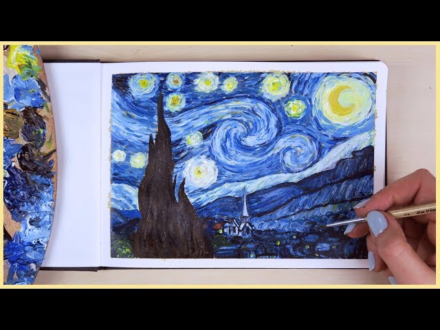 How to Paint the Starry Night with Acrylic Paint Step by Step | Art Journal Thursday Ep. 24