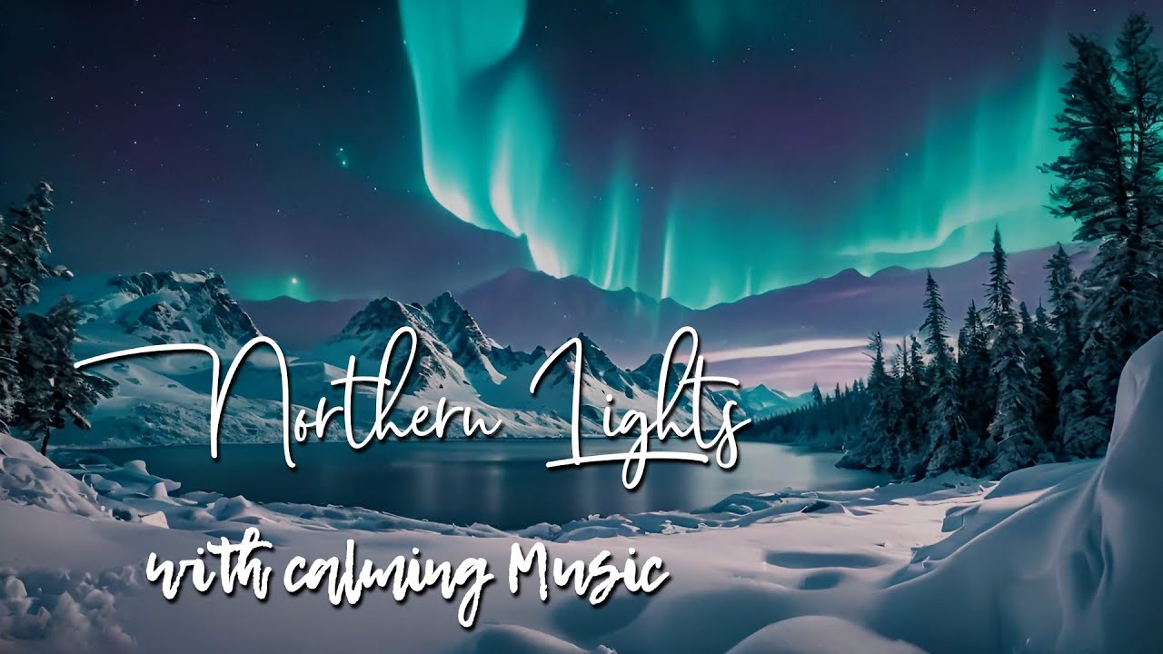 Northern Lights with calming music for sleeping, studying or relaxation ...