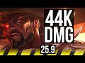 LUCIAN &amp; Nautilus vs APHELIOS &amp; Braum (ADC) | 18/3/10, Legendary, 44k DMG | KR Grandmaster | 25.9