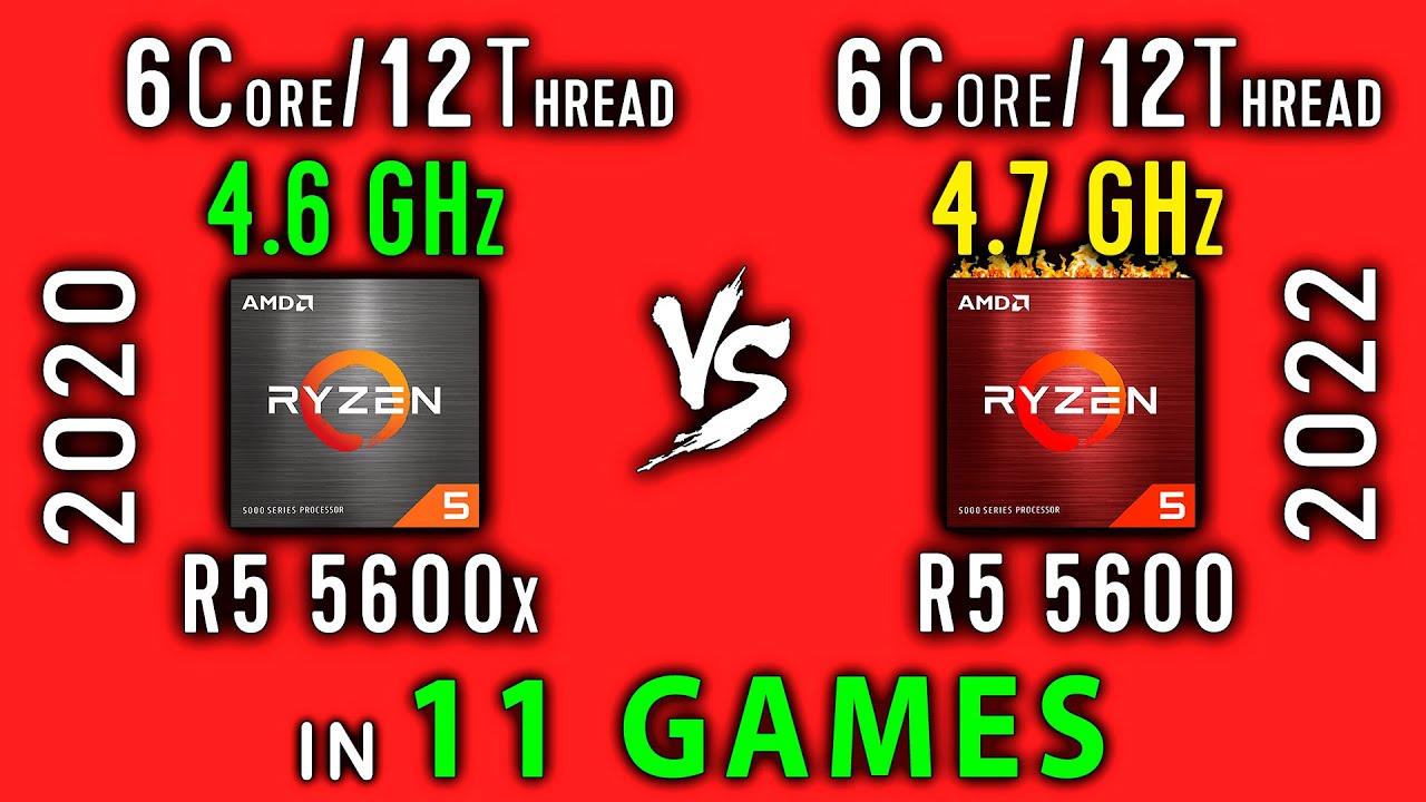 Ryzen 5 5600x vs Ryzen 5 5600 OC Test in 11 Games or R5 5600x vs R5 5600 OC  4.7 GHz 