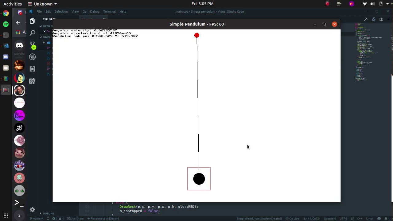 Simple pendulum demonstration (C++) - YouTube