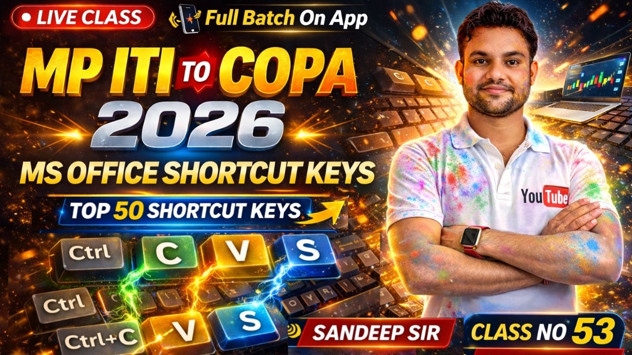 MP ITI TO COPA MCQ 2026 | MS OFFICE  SHORTCUT KEYS 2026| ITI COMPUTER CLASS 2026 | ITI TO MS OFFICE