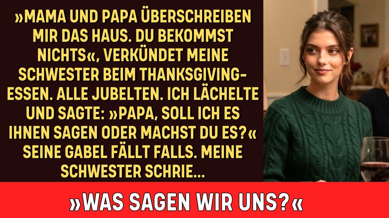 Es sollte ein normales Thanksgiving werden. Bis meine Schwester Victoria dasaß, lächelte wie eine Frau, die gerade ein Haus gewonnen hatte, und verkündete: „Mama und Papa haben beschlossen, mir...