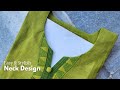 Button Kurti front Neck Design/ Neck Design cutting and stitching / Button placket