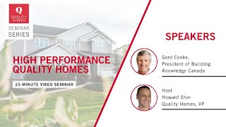 QH Seminar Series: High Performance Quality Homes