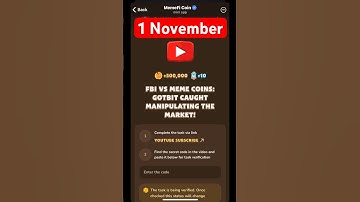 MemeFi YouTube video code today 1 November | MemeFi YouTube video secret code today | #crypto