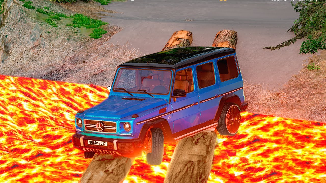 Cars vs  Lava Log Bridge – BeamNG.Drive