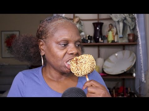 ASMR Peanut Caramel Apple Eating Sounds