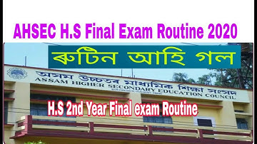 Assam HS Final Exam Routine 2020 || HS 2nd Year Time Table 2020 ||