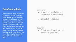 David and Goliath - Biblical Allusions 2018