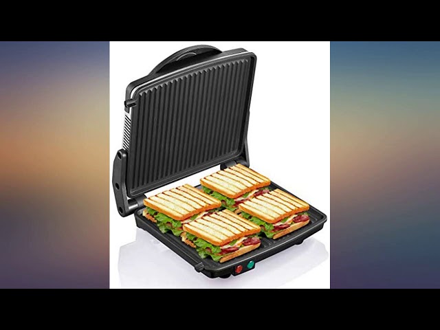 Panini Press Grill Yabano Gourmet Sandwich Maker Non-Stick Coated Plates 11x9.8