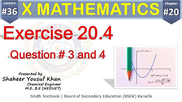 Exercise 20.4 Q3, 4 || Chapter 20 || Class 10 Maths || Lecture 36 || by ykSir