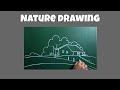 Blackboard Nature Drawing|step by step art| start to Beginner |easy drawing|landscap|
