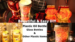 DIY || तेल की प्लास्टिक बोतल से  बनाये  सूंदर DIY || Use Old Plastic Bottle, Glass Jars   for Decor