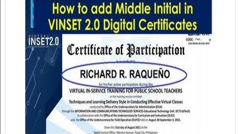 How to Put MIDDLE INITIAL in your VINSET Certificate