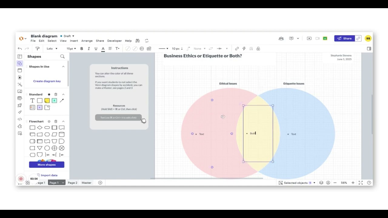How Stephanie uses Lucidchart to help students compare and contract Business Ethics and Etiquette