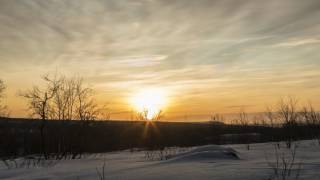 Arctic sunrise time lapse with rare Nacreous clouds