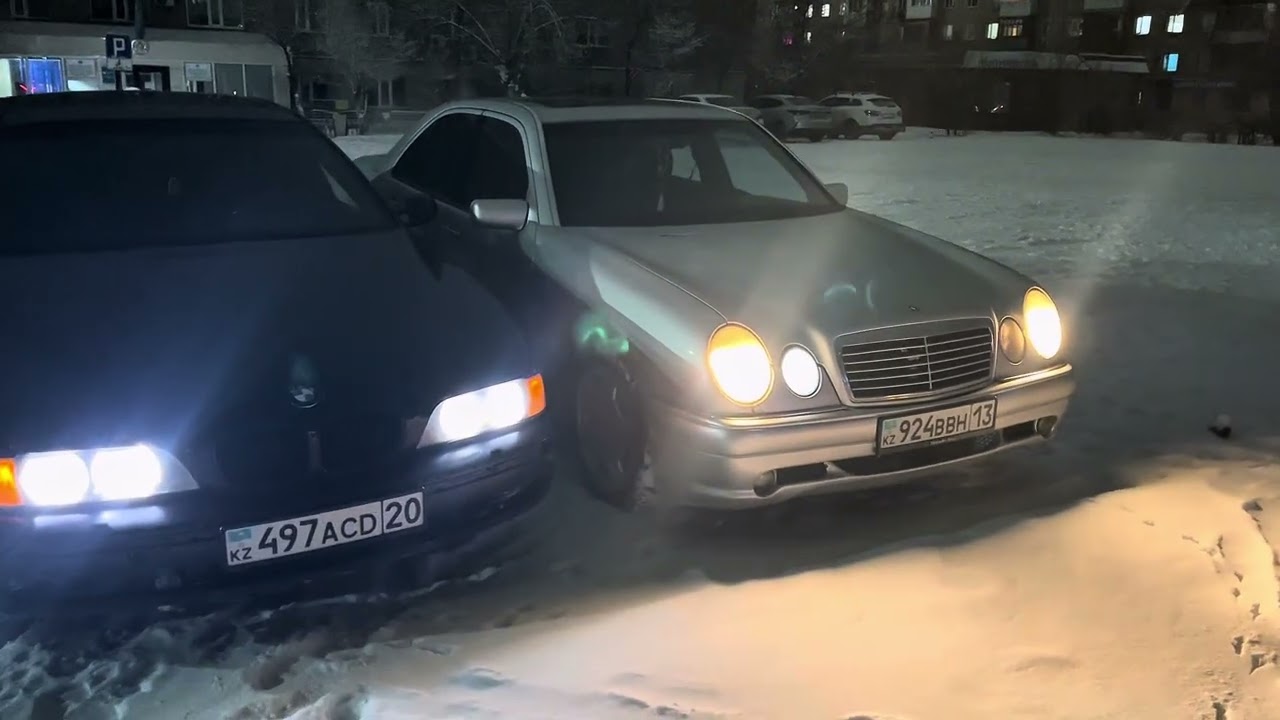 Мойка Bmw E39 и Mercedes-Benz W210 4.3 ,езда боком по городу Мерседес сломался?