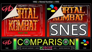 Mortal Kombat 1 (Arcade vs SNES) Side by Side Comparison - Dual Longplay
