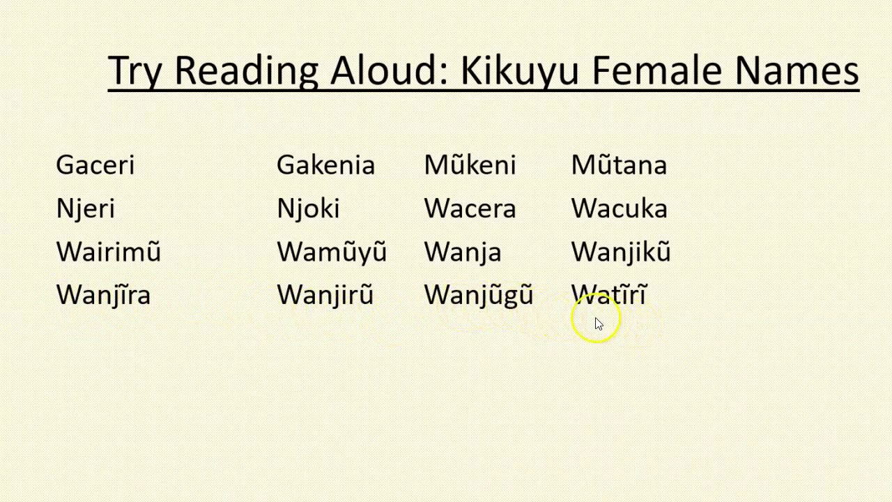 Some Kikuyu Male Names- Kikuyu Female Names- Bonus- Free Course